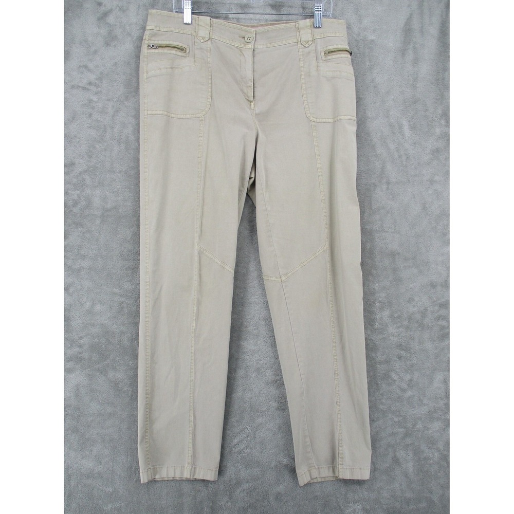 Chicos Pants Women 2 L So Slimming Chino Pockets Utility Stretch Casual Beige